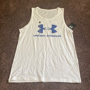 NWT White and Blue Under Armour Loose Tank Top for Men